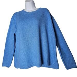 J.Jill Women’s M Blue Knit Cotton Blend Pullover Crewneck Sweater Winter Cozy‎
